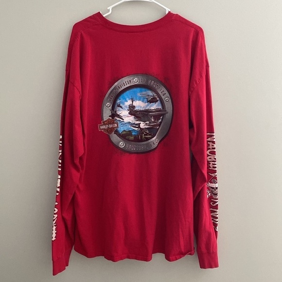 Harley Davidson red long sleeve Christmas tee - Picture 2 of 9